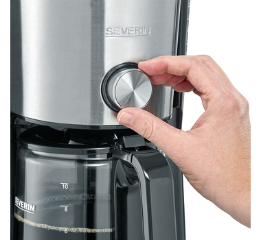 SEVERIN Cafetiere; verseuse en verre avec échelle d'eau jusqu'à 10 KA 4825tasses acier inoxydable brossé noir - KA 4825