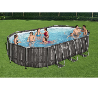 BESTWAY Piscine hors sol ovale Power Steel™ décor bois 610 x 366 x 122 cm - 5611R