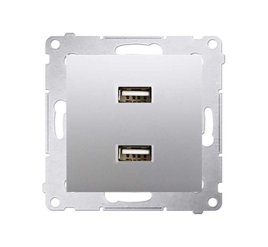 SIMON Chargeur USB double 2.1 A 5V DC 230 V Argent mat Simon 54