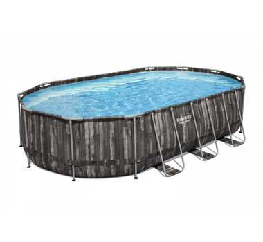 BESTWAY Piscine hors sol ovale Power Steel™ décor bois 610 x 366 x 122 cm - 5611R