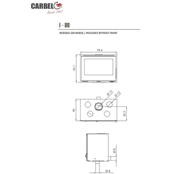 CARBEL Insert panoramique de 80 cm, 4 ventilateurs, 9.3 kW - I 80 THERMIC