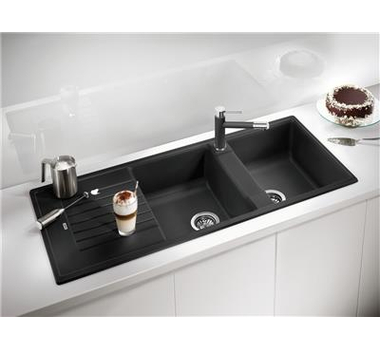 BLANCO Evier de cuisine ZIA 8 S Anthracite noir réversible avec 2 bacs et 1 égouttoir - 515605