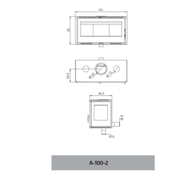 CARBEL Insert panoramique A-100-2 , 4 ventilateurs, 10.7 kW -  A-100-2 THERMIC 3 VITRES