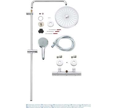 GROHE Colonne de douche thermostatique Euphoria 260, Argent, tête Ronde 260mm - 27296002