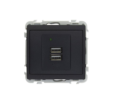 INGELEC Kit mécanisme double USB JADE Anthracite