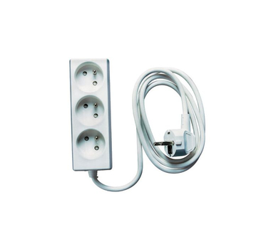INGELEC Rallonge électrique multiprise 3 x 2P + T sans interrupteur Blanc - 1536