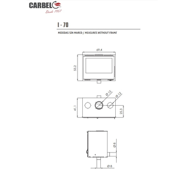 CARBEL Insert panoramique de 70 cm, 4 ventilateurs, 10.7 kW - I 70 THERMIC