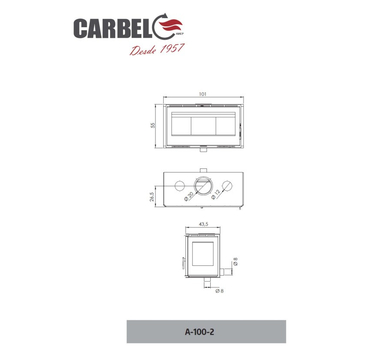 CARBEL Insert panoramique  A-100-2 cm, 4 ventilateurs, 10.7 kW - A-100-2 THERMIC Angle