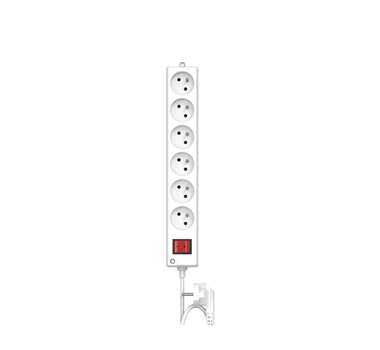INGELEC Rallonge électrique Multiprises 6 x 2P + T 3m Blanc - 1566/3