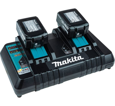 MAKITA Tondeuse à gazon sans fil + 2 batteries  18 V 5 Ah + chargeur DC18RD 2 voies - DLM382CM2