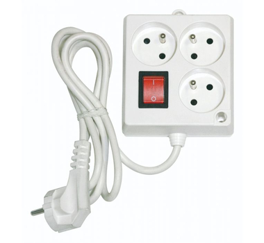INGELEC Rallonge électrique Multiprise 3 x 2P + T carré blanc - 1545