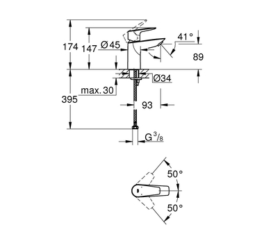 GROHE Mitigeur lavabo Bauedge Taille S - 23330001