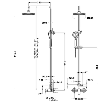 TEKA Colonne de douche MANACOR avec pommeau de douche rond - 842981200