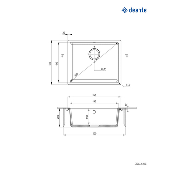 DEANTE Evier de cuisine sous plan Granite Noir Corda ZQA N10C