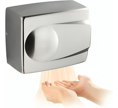 Sèche-mains électrique professionnel Toledo 1500W en acier inoxydable brossé, fixé au mur